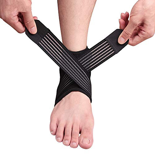 Dizadec Ankle Support Brace  Breathable Neoprene Sleeve  Adjustable Wrap Black