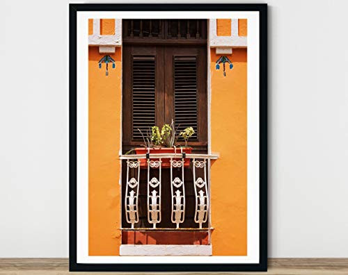 Yellow Puerto Rico Balcony Print  Rustic Print  Puerto Rico Door Photography  Old San Juan  Puerto Rico Print  Wall Art  Travel Photography