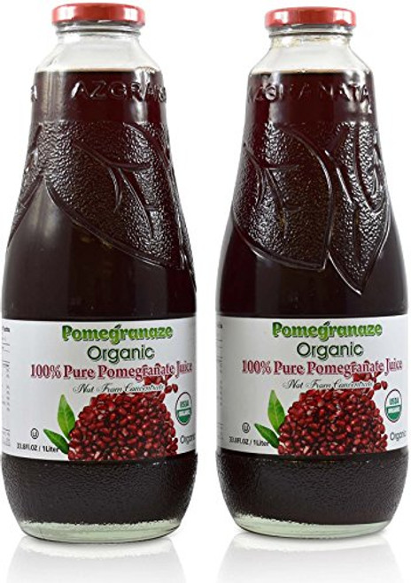100 percent Pomegranate Juice - USDA Organic Certified - Glass Bottle 2 Pack 100 percent Pomegranate Juice - USDA Organic Certified - Glass Bottle 2 Pack