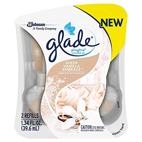 Glade PlugIns Scented Oil Air Freshener Refills  Sheer Vanilla Embrace  1.34 Fluid Ounces  2 Refills Per Pack  3 Packs