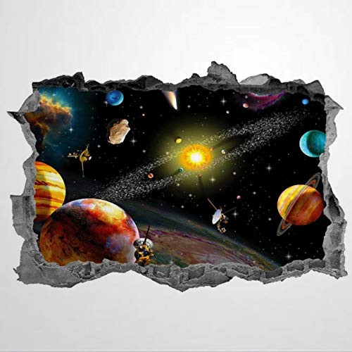 3D PVC Wall Stickers  and  Murals Solar System Space Galaxy Kids Planets Art Wall Decal Removable Home Decor Murals Poster for Bedroom  Living Room Nursery Indoor.