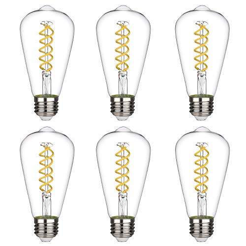 ST64 ST19  Vintage LED Edison Bulbs  8W  Daylight White 5000K  Antique LED Filament Light Bulbs  Dimmable  80W Equivalent  800LM  E26 Standard Base  Clear Glass  8W-5000K-6Pack