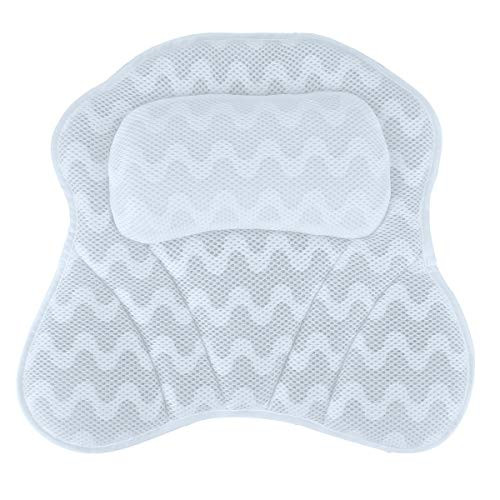 iFCOW Bath Pillow for Tub  3D Air Mesh Spa Bath Pillow Bathtub Cushion Back Neck Head Support with 6 Suction Cups