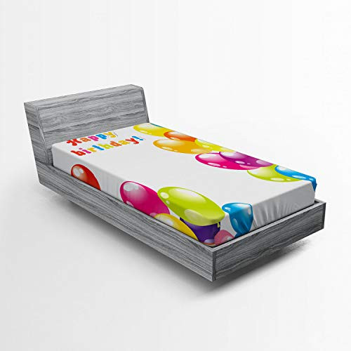 Ambesonne Birthday Fitted Sheet Colorful Festive Mood Flying Party Balloons in Surprise Happy Occasion Set Up Soft Decorative Fabric Bedding All-Round Elastic Pocket Twin Size Multicolor Ambesonne Birthday Fitted Sheet Colorful Festive Mood Flying Party Balloons in Surprise Happy Occasion Set Up Soft Decorative Fabric Bedding All-Round Elastic Pocket Twin Size Multicolor