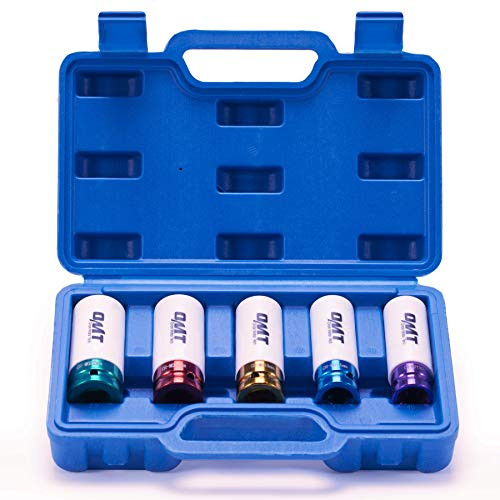 Orion Motor Tech Metric Impact Socket Tool Set  5 Piece 15 17 19 21 22 mm Sockets for 1 2 Inch Drive  Non-Marring Protective Wheel Lug Nut Impact Socket Set for Mechanics Craftsmen More  CrMo Steel