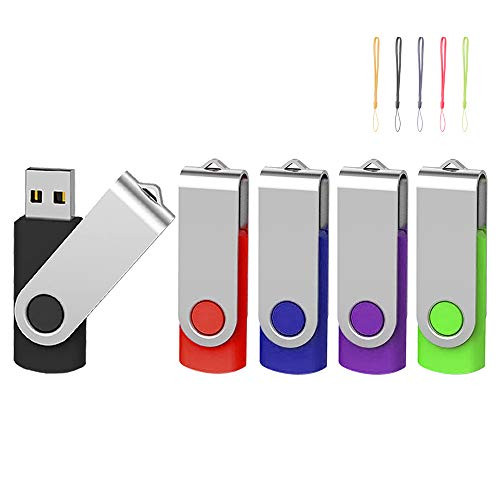 64GB USB Flash Drive 5 Pack  AreTop USB 2.0 64GB 5PCS with Lanyards Pendrive USB Memory Stick Thumb Drives Jump Drive for Computers 64GB  5 Pack  Mixcolors