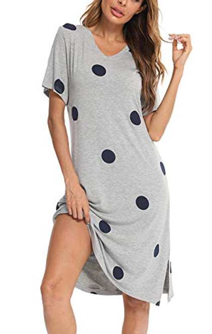 Night Shirts Women Nightgowns V Neck Sleep Shirts Short Sleeve Night Sleepwear Soft Nightshirt Grey XL Night Shirts Women Nightgowns V Neck Sleep Shirts Short Sleeve Night Sleepwear Soft Nightshirt Grey XL
