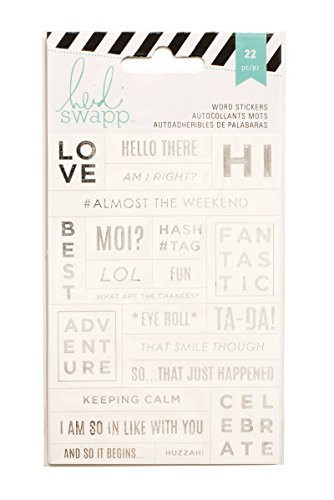 Heidi Swapp Word Jumble Stickers White and Silver 22 Piece