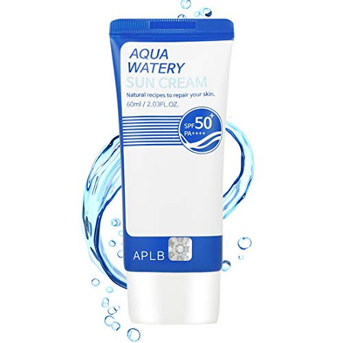 APLB Aqua Watery Sunscreen  50 plus PA plus plus plus plus 2.03 fl. Oz  60ml    Korean Skin Care  Protect from UV rays  Non-Sticky  and  Non-Smudge  Moisturizing Sunscreen