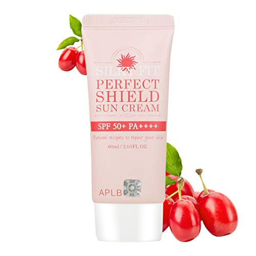APLB Silky Fit Perfect Shield Sunscreen  50 plus PA plus plus plus plus 2.03 fl. Oz  60ml    Korean Skin Care  Moisturizing Facial Sunscreen  Calming Soothing Cream  Protect your skin from UVA  and  UVB Rays
