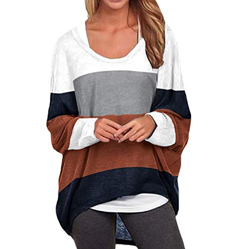 EINCcm Women s Oversized Color Block Batwing Long Sleeve Loose Fit Pullover Sweatshirts Tunics Tops Shirts Tshirts Brown S EINCcm Women s Oversized Color Block Batwing Long Sleeve Loose Fit Pullover Sweatshirts Tunics Tops Shirts Tshirts Brown S