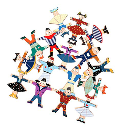 NUOBESTY 1 Set Kids Wooden Stacking Toys Children Balancing Building Blocks 3D DIY Acrobatic Puzzle Toy Toddler Educational Interlock Toys with Balance Bars