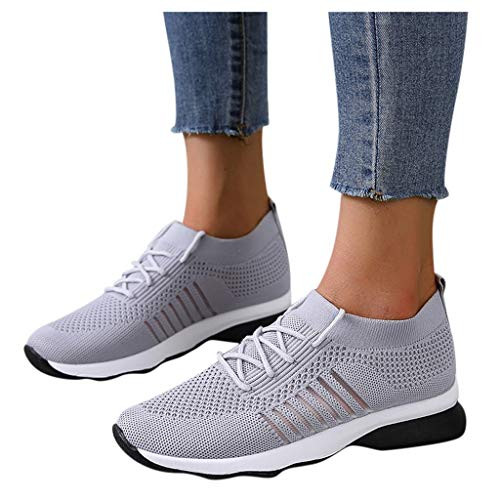 AODONG Walking Shoes for Women  Sneakers Tennis Running Athletic Slip On Mesh Sport Shoes Comfortable Lightweight Breathable Gray