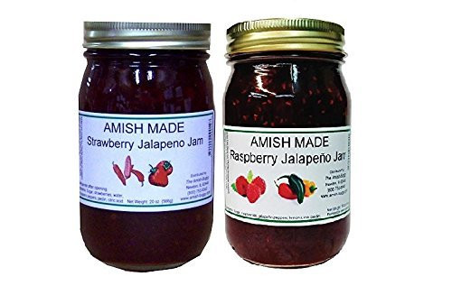Amish Jam - Two 18 Oz Jars  Cherry Jalapeno   Hot Pepper Jam  1 JAR EACH