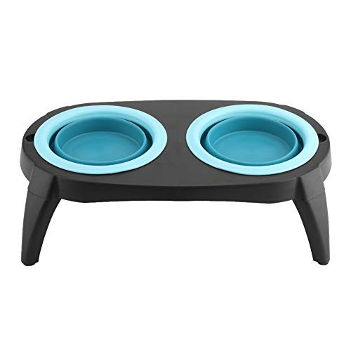 VIFER Dog Feeding Bowl Collapsible Dog Foldable Double Cups Dish Pet Dog Food Water Portable Travel Feeding Bowl Pink ??