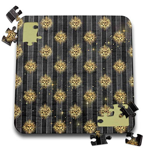 3dRose Chic Image of Gold Celestial Suns On Gray Stripes Pattern - Puzzles  pzl_326580_2