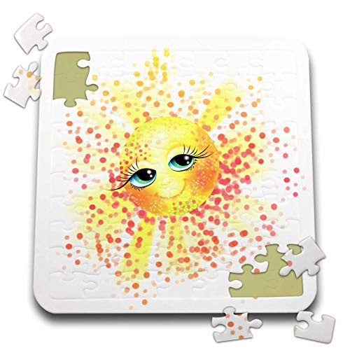3dRose Pretty Smiling Orange  Yellow  and Red Gradient Sun Illustration - Puzzles  pzl_340061_2