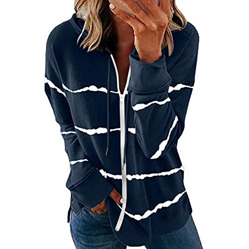 Fudule Womens Hoodies Women s Pullover Long Sleeve Fall Hoodies Color Block Tunics Loose Casual Sweatshirts Navy