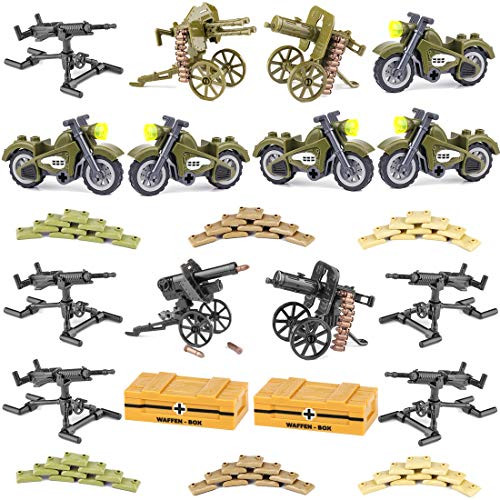 Lingxuinfo WW2 Weapons Pack  Military Custom Army Accessories for Brick Figures Building Blocks Toy for Boy Compatible with Major Brand