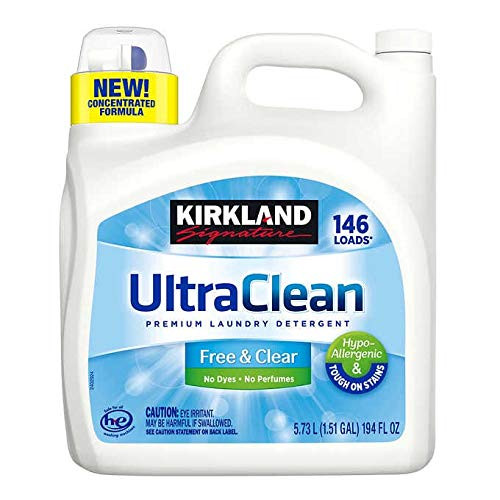 Kirkland Signature Ultra Clean Free  and  Clear HE Premium Hypo-Allergenic 146 Loads Liquid Laundry -  5.73L