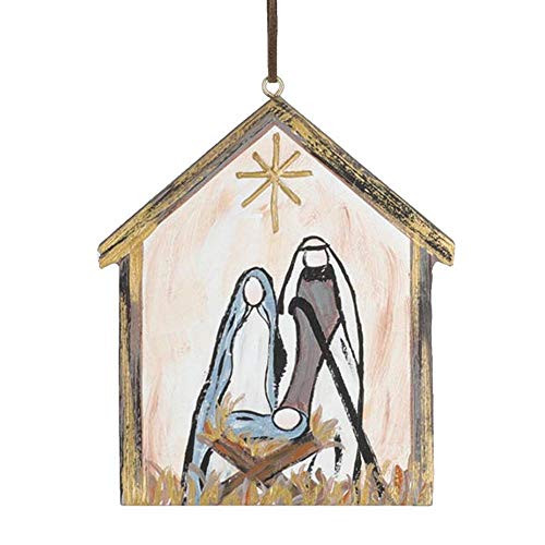 Burton plusBurton Primitive Nativity Scene Wood Block Ornament