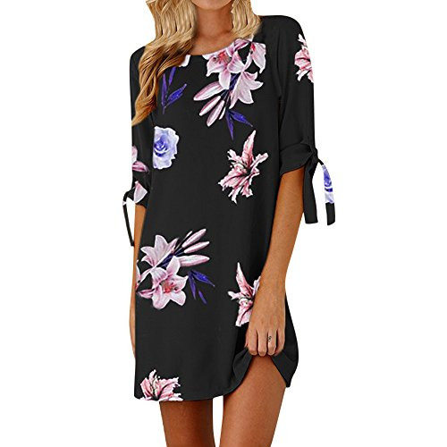 KYLEON Womens Boho Floral Print Short Sleeve A Line Mini Short Dress Summer Casual Beach Top Tunic T Shirts Sundress KYLEON Womens Boho Floral Print Short Sleeve A Line Mini Short Dress Summer Casual Beach Top Tunic T Shirts Sundress