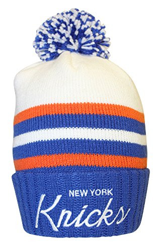 Mitchell  and  Ness Men s New York Knicks Color Block Special Script - HWC Pom Pom Knit Beanie