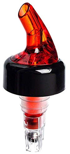 Barwareaffair Measured Alcohol and Liquor Pourer with Black Collar Automatic Liquor Pour Spout Auto-Measure Bottle Pourer  12  Red 1-1 4 Oz