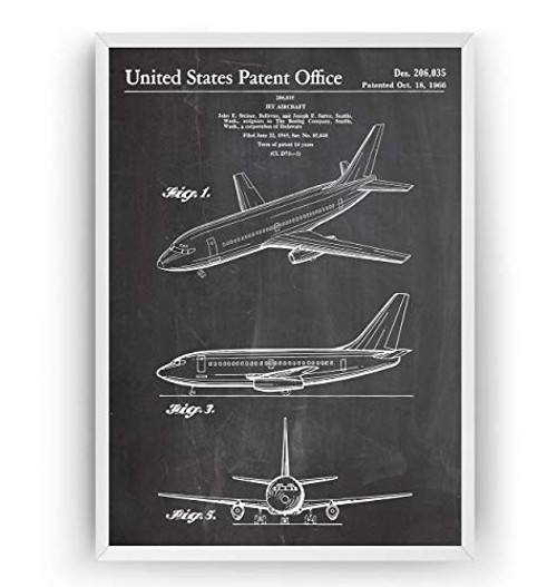 Boeing 737 1966 Patent Print - Aviation Aircraft Air Plane Poster Giclee Art Wall Decor Vintage Blueprint Gift - Frame Not Included