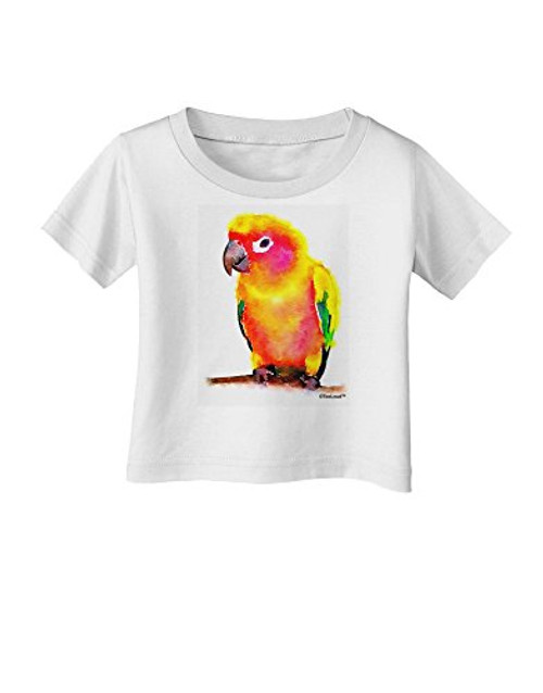 TOOLOUD Sun Conure Parrot Watercolor Infant T-Shirt - White - 06Months TOOLOUD Sun Conure Parrot Watercolor Infant T-Shirt - White - 06Months