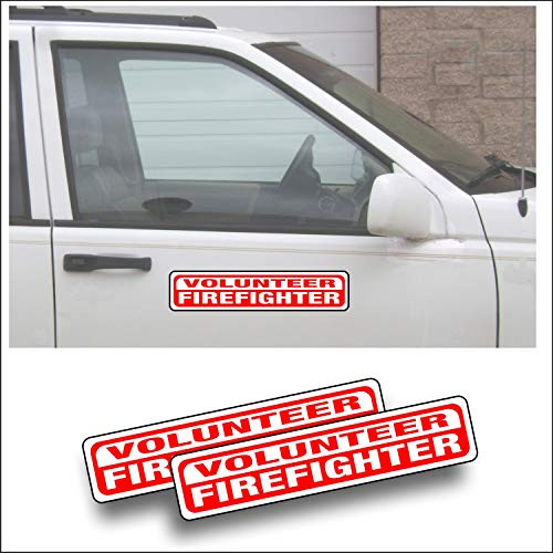 Magnet Magnetic Sign - Volunteer Firefighter for Emergency  Responder  Car Truck Or Vehicle - 3 x 14 inch Block Sold as Pair  Be Sure Surface is Steel