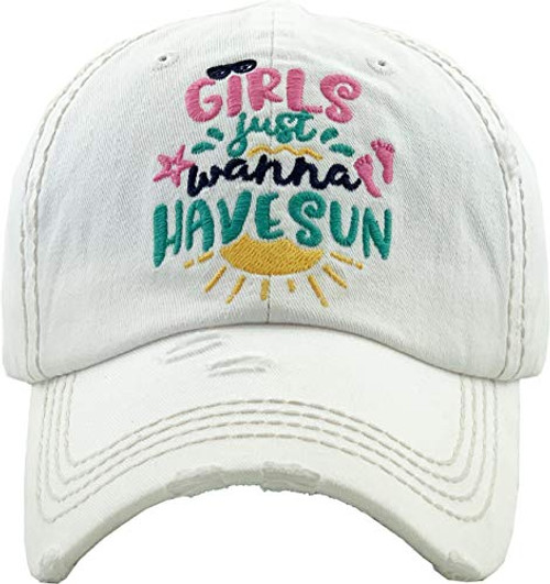 Patch Hat  Girls Just Wanna Have Sun - White
