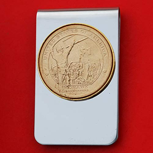 US 2015 Sacagawea Dollar BU Uncirculated Coin Stainless Steel Gold Silver Two Tone Money Clip NEW - Mohawk Ironworker US 2015 Sacagawea Dollar BU Uncirculated Coin Stainless Steel Gold Silver Two Tone Money Clip NEW - Mohawk Ironworker