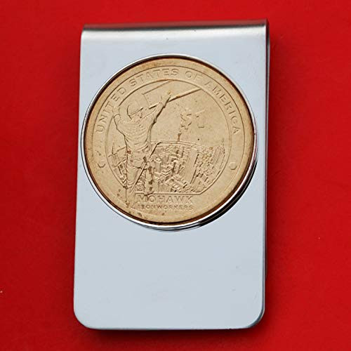 US 2015 Sacagawea Dollar BU Uncirculated Coin Stainless Steel Silver Money Clip NEW - Mohawk Ironworker US 2015 Sacagawea Dollar BU Uncirculated Coin Stainless Steel Silver Money Clip NEW - Mohawk Ironworker