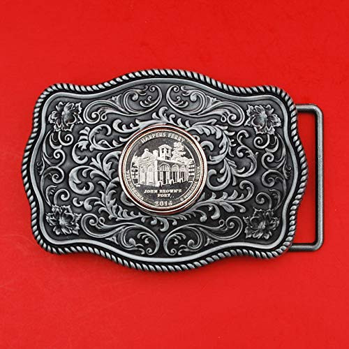US 2016 West Virginia Harpers Ferry National Historical Park Quarter BU Uncirculated Coin Silver Tone Belt Buckle NEW - America the Beautiful US 2016 West Virginia Harpers Ferry National Historical Park Quarter BU Uncirculated Coin Silver Tone Belt Buckle NEW - America the Beautiful