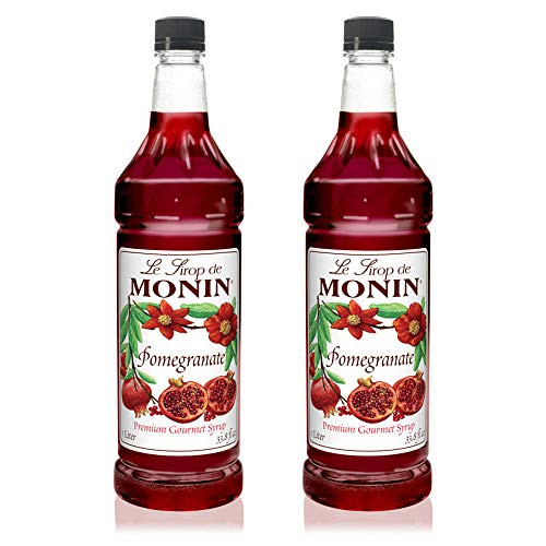 Monin - Pomegranate Syrup  Tart and Sweet  Great for Cocktails and Teas  Gluten-Free  Vegan  Non-GMO  1 Liter  2-Pack