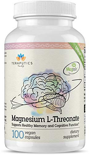 Magnesium L Threonate  Magtein  - The Best Non-GMO Highly Absorptive Pure Magnesium Supplement - 2000 mg - 100 Vegan Capsules - A Vitamin for Cognition  and  Sleep - Pills are Without Laxative Properties