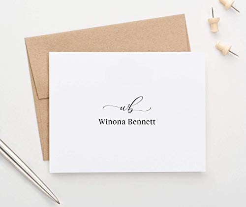 Double Letter Initial Monogram Stationary Set FOLDED NOTE CARDS  Personalized Monogrammed Stationery Set for Women  Classy Monogrammed Note Card Set  Your Choice of Colors and Quantity