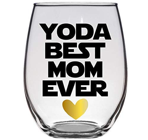 Yoda Best Mom Ever - Gift for Mom - Star Wars - Starwars - Premium 21oz Stemless Wine Glass