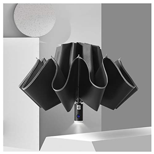 ErYao Inverted Umbrella  Windproof Umbrella 10 Ribs Reverse Umbrella with Reflective Stripe  Automatic Open and Close Compact Umbrella  Black