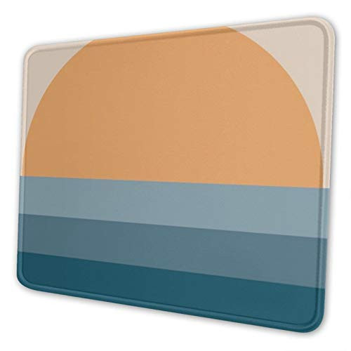 Mouse Pad with Stitched Edge Minimal Retro Sunset Ocean Blue Premium-Textured Mouse Mat  Non-Slip Rubber Base Mousepad for Laptop Computer PC Office