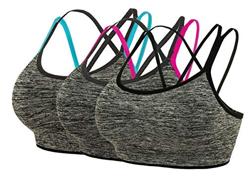 Women s Removable Padded Sports Bras Medium Support Workout Yoga Bra Cross Back Wirefree Bra