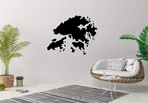 Wall Vinyl Sticker Hong Kong Map Outline Travel Country Geographic Mural Decal Art Decor LP1208