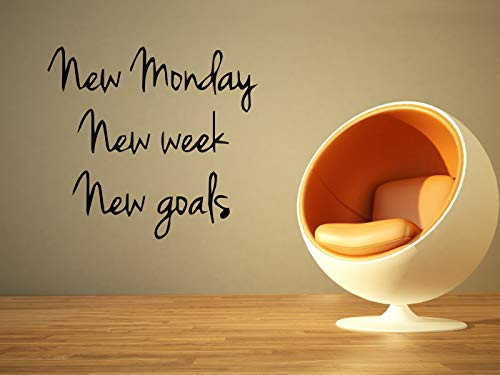 Wall Vinyl Sticker New Monday New Week New Goals Quote Phrase Inscription Mural Decal Art Decor LP0681