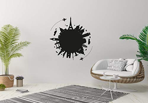 Wall Sticker World Earth Plane Travel Journey Emblem Logo Sign Vinyl Mural Decal Art Decor EH3091