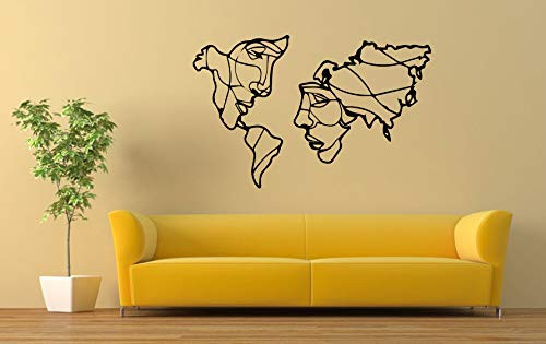 Wall Vinyl Sticker World Map Earth Countries Travel Geographic Face Mural Decal Art Decor LP1184