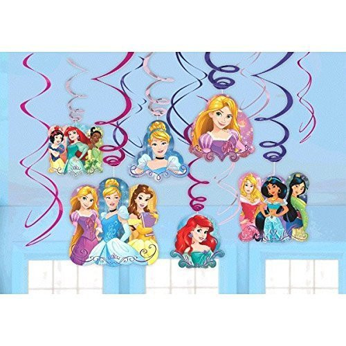 Disney Princess Dream Big Party Foil Hanging Swirl Decorations / Spiral Ornaments (12 PCS)- Party Supply, Party Decorations