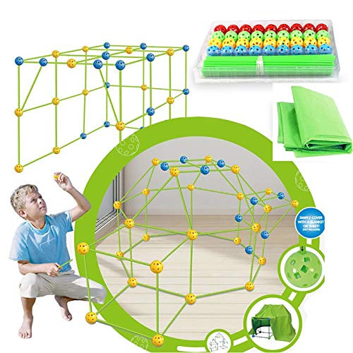 Kids Construction Fort Building Kit Ultimate Forts Builder Gift Build Making Kits Toys for Boys and Girls to DIY Building Castles Tunnels Play Tent Rocket Tower Indoor  and  Outdoor