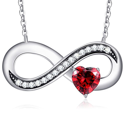 MEGA CREATIVE JEWELRY Infinity Love 925 Sterling Silver Ruby Heart Pendant Necklace Crystals from Swarovski MEGA CREATIVE JEWELRY Infinity Love 925 Sterling Silver Ruby Heart Pendant Necklace Crystals from Swarovski