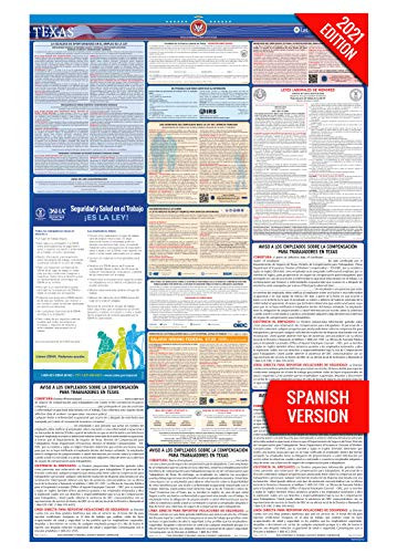 TX Labor Law Poster  2021 Edition - State  Federal and OSHA Compliant Laminated Poster  Texas  Spanish